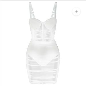 NWT MIAMI MESH MINI DRESS - WHITE